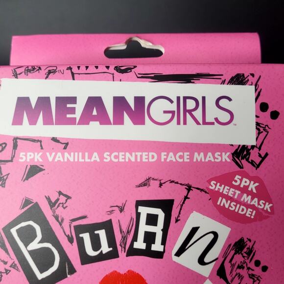 Mean Girls Pink Burn Book‎ 5 Pack Vanilla Scented Face Mask Lindsay Lohan NIB - Picture 4 of 5
